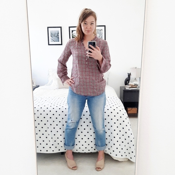 Talbots Gingham Plaid Button Down Blouse M - Picture 1 of 6